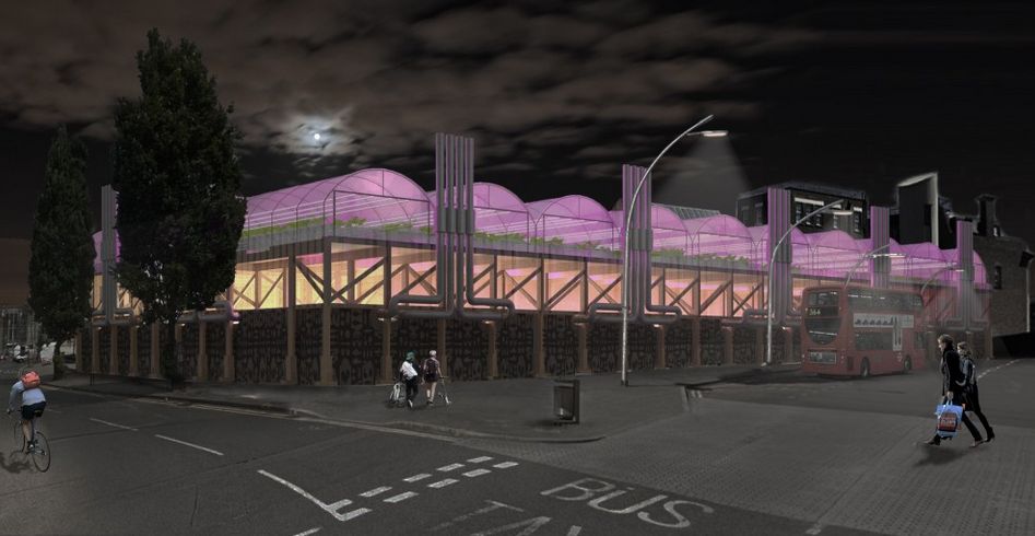 ロンドン、屋上に植物工場ファームを併設した地元フードコート施設を開設